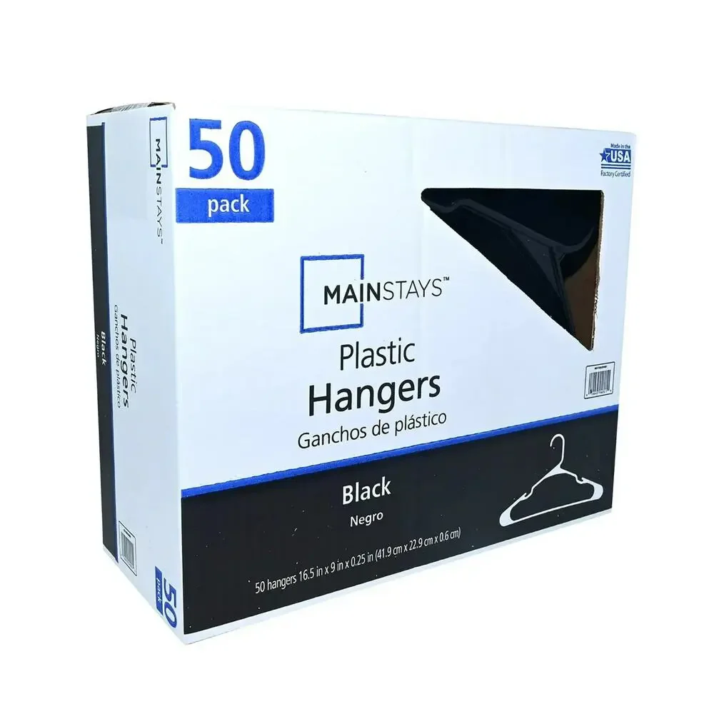 🔥Plastic Notched Adult Hangers for Any Clothing Type Rich Black 50pk BNIB🔥